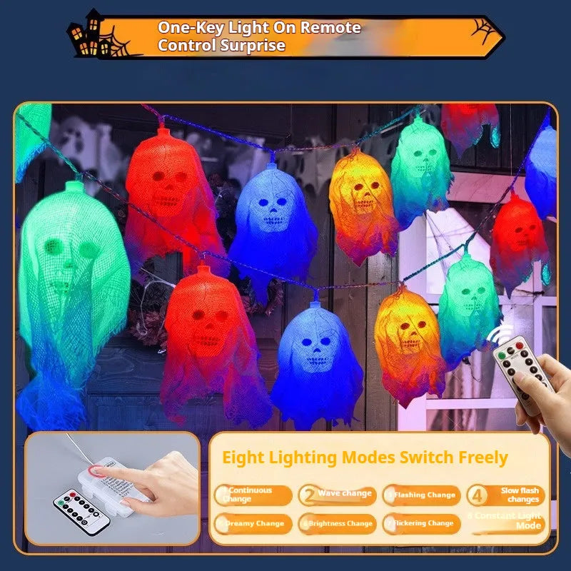 Halloween coloured LED light string with battery box for indoor wall decoration