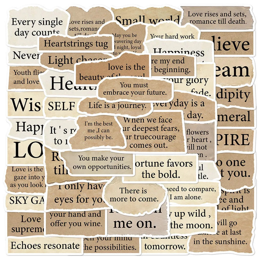 Tear English pattern decorative stickers set with reusable adhesive