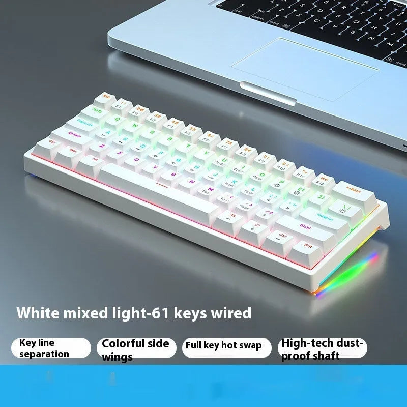 61-key compact mechanical keyboard with hot-swappable sockets and multiple switch options
