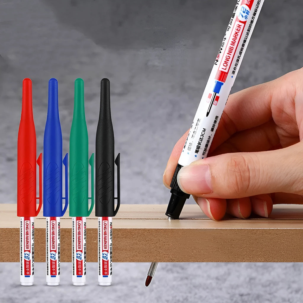 Waterproof oil marker pen for woodworking in black, red, blue, and green colours
