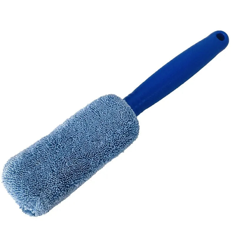 Long handle microfiber car wash tire brush for cleaning alloy wheels and tyre sidewalls