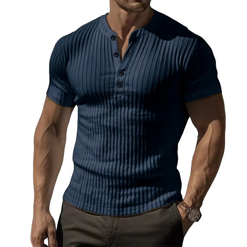 Men's slim-fit sports T-shirt in polyester fabric shown in army green colour.