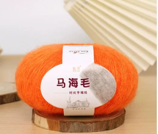 DIY mohair scarf kit with wool ball for hand-weaving projects in multiple colour options