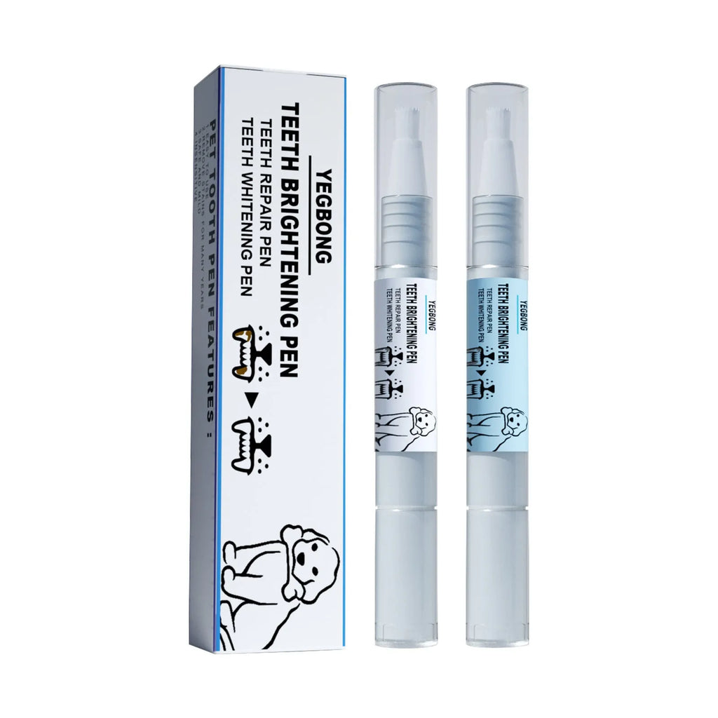 Pet teeth whitening pen with dental brushes for dog and cat tartar reduction