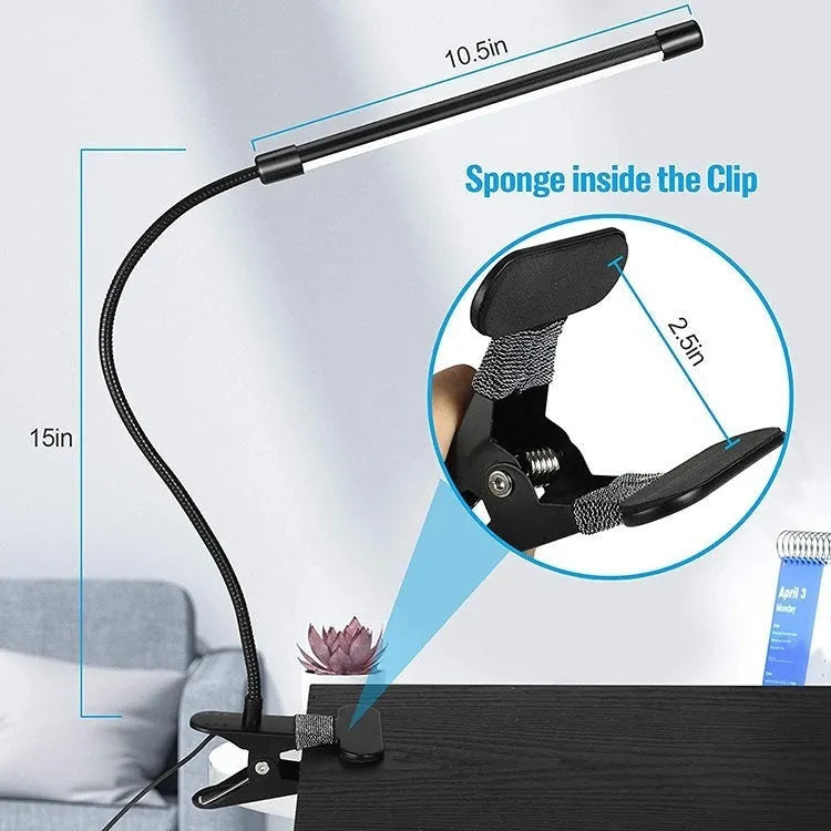 Black or white USB-powered LED desk lamp with 26cm length for student study.