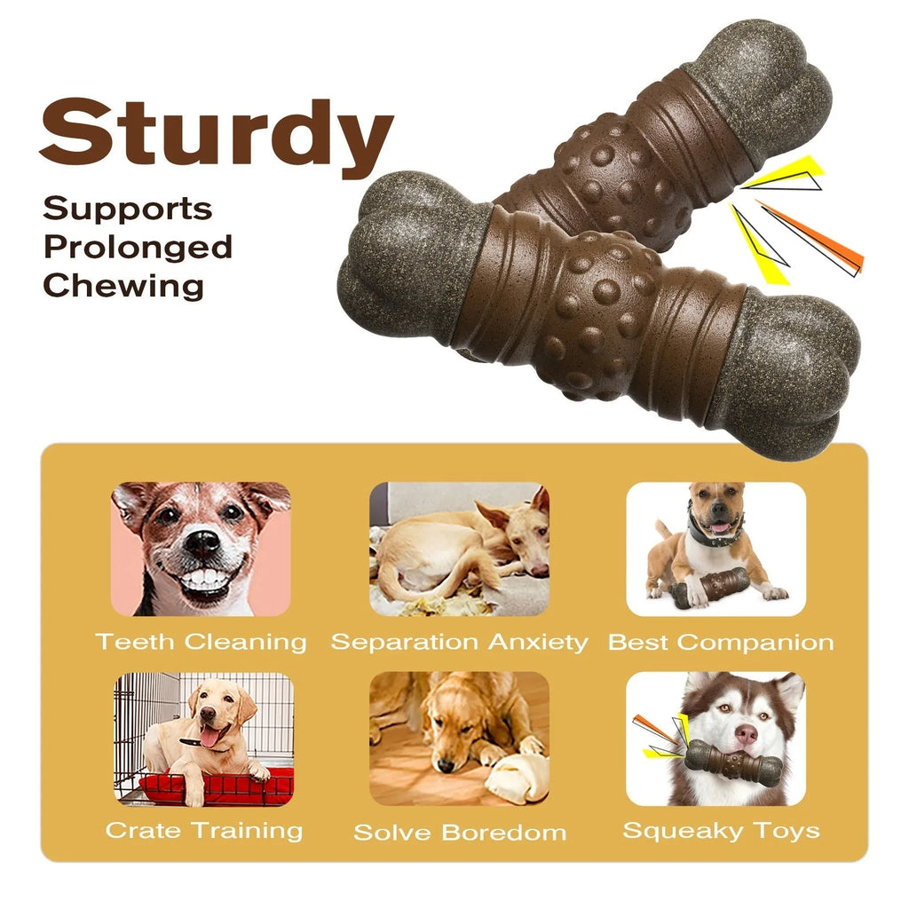 Wood colour plastic dog toothbrush toy with molar rod design for dental cleaning