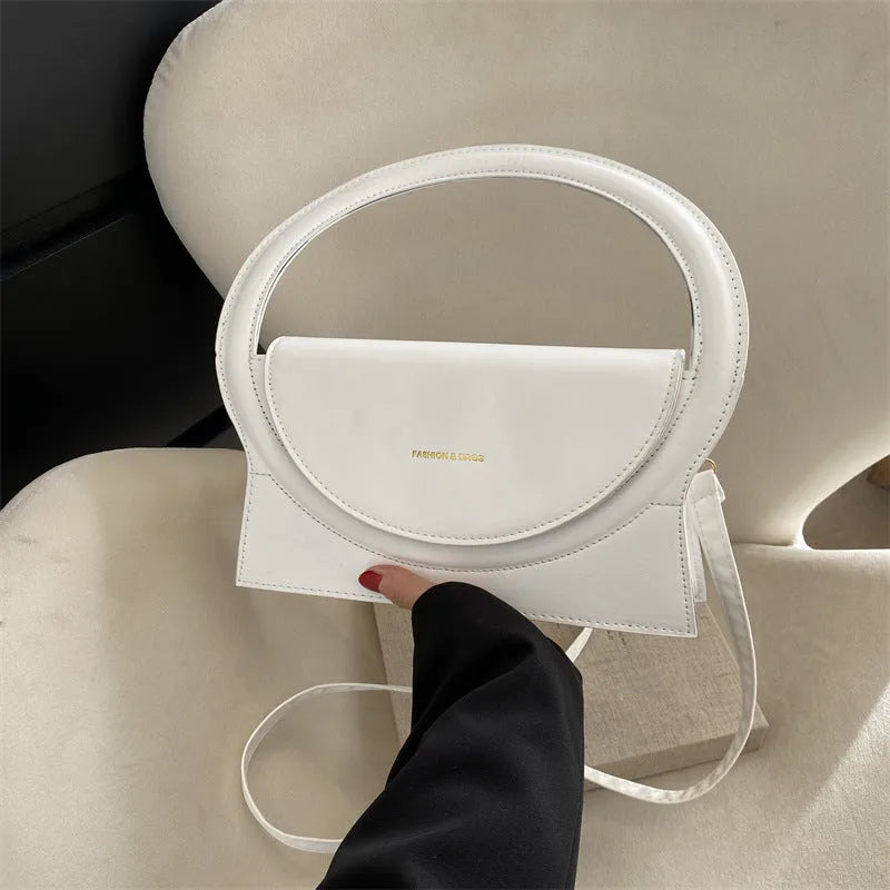 Horizontal square PU shoulder messenger bag with sandwich pockets and phone compartment