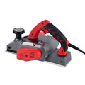 Red desktop electric push planer woodworking tool with aluminium housing
