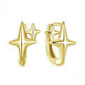 Minimalist silver star clip earrings with geometric design and oxidised finish