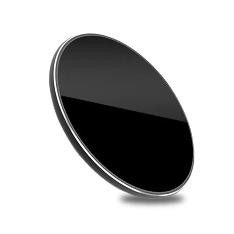 Ultra-thin aluminium wireless charger in gold, red, rose gold, or silver with LED indicator