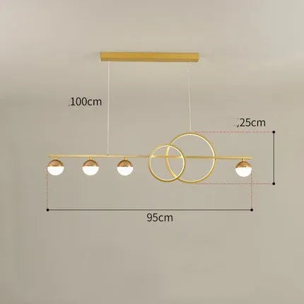 Rectangular aluminium LED ceiling chandelier in black or gold finish with remote control