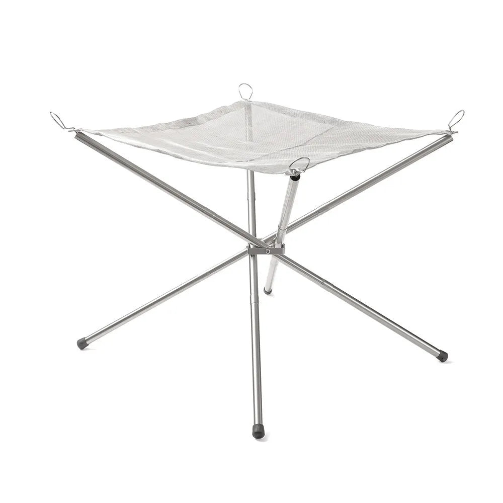 Silver stainless steel barbecue grill and net set shown in medium and large size options for outdoor cooking.