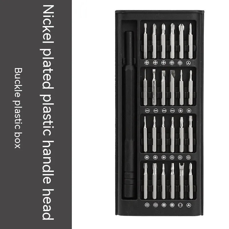 24 in one precision magnetic screwdriver tool set with aluminium and plastic handles and chrome vanadium steel bits
