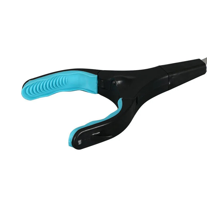 Blue foldable portable pickup stick extended to 83.5 cm with TPR grips