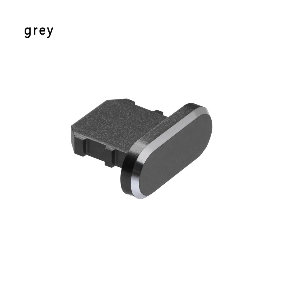 Aluminium alloy dust plug for iPhone charging port in multiple colour options.