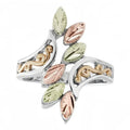 Silver hollow two-tone ring for women, zinc alloy electroplated, sizes 6 to 10