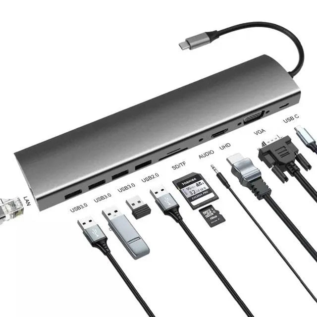 15-in-1 USB-C docking station with 10W wireless charging pad and multiple ports, model 15 in 1.