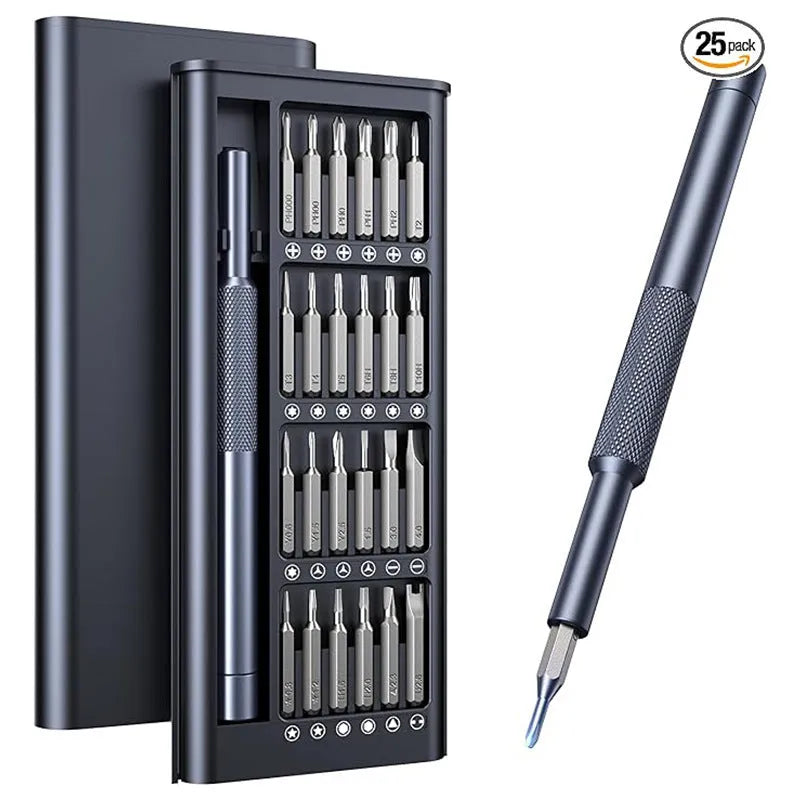 25-in-one magnetic screwdriver set with chrome vanadium steel construction and knurled ABS handle