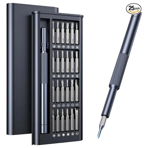 25-in-one magnetic screwdriver set with chrome vanadium steel construction and knurled ABS handle