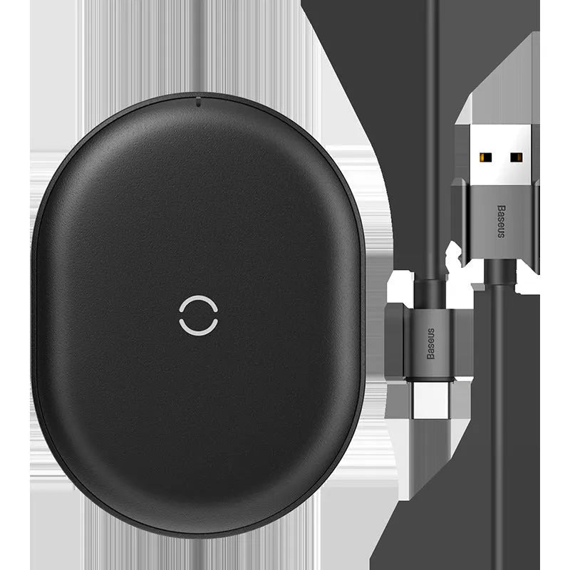 15W wireless charging pad with Type-C port and rough texture surface in black colour