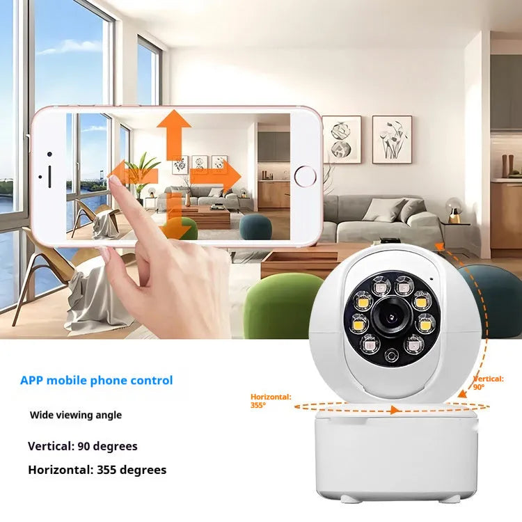 1080p HD indoor security camera with ceiling mount bracket and dual-light panorama viewing