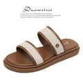 Brown women's retro flip-flops with soft bottom and artificial PU upper