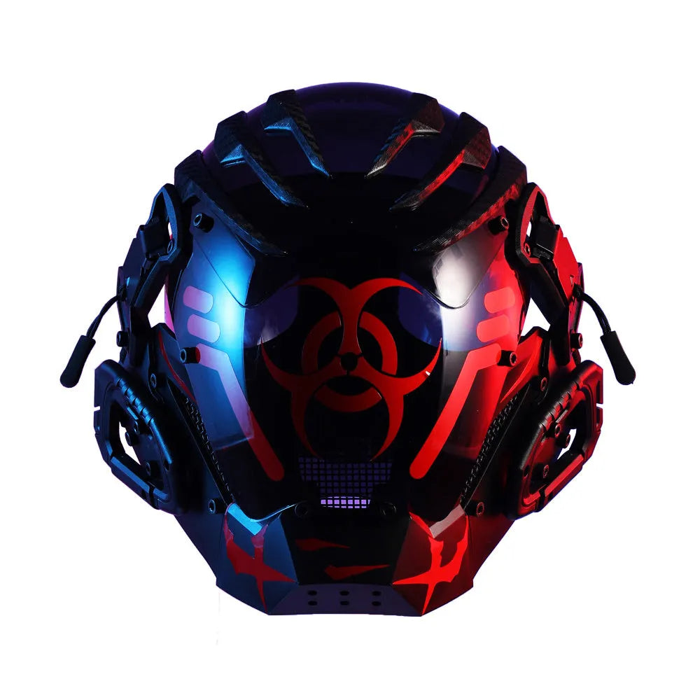 Black cyborg-style full face mask helmet for costume events