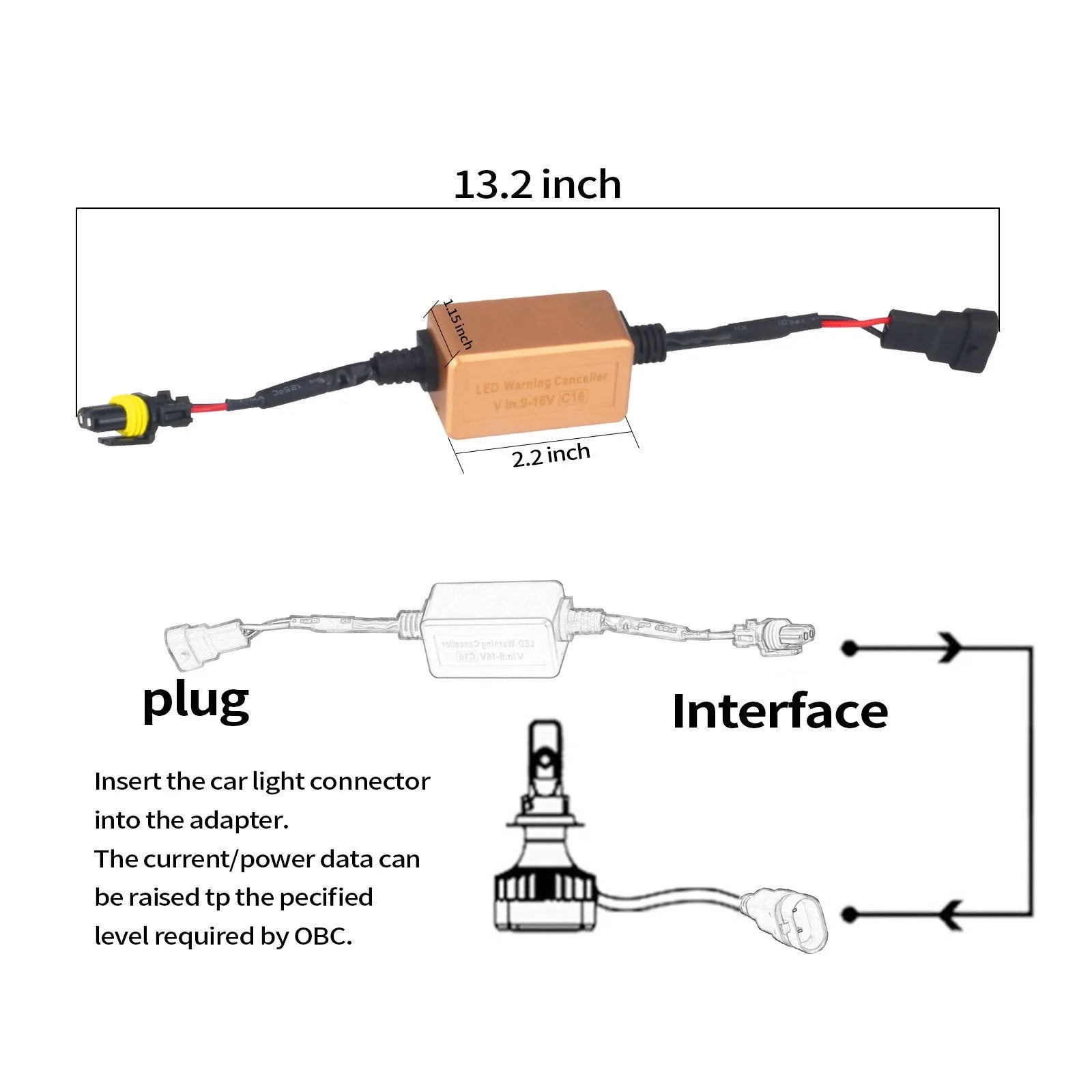 Black alloy LED car headlight CANbus decoder for H4 H7 H11 bulbs
