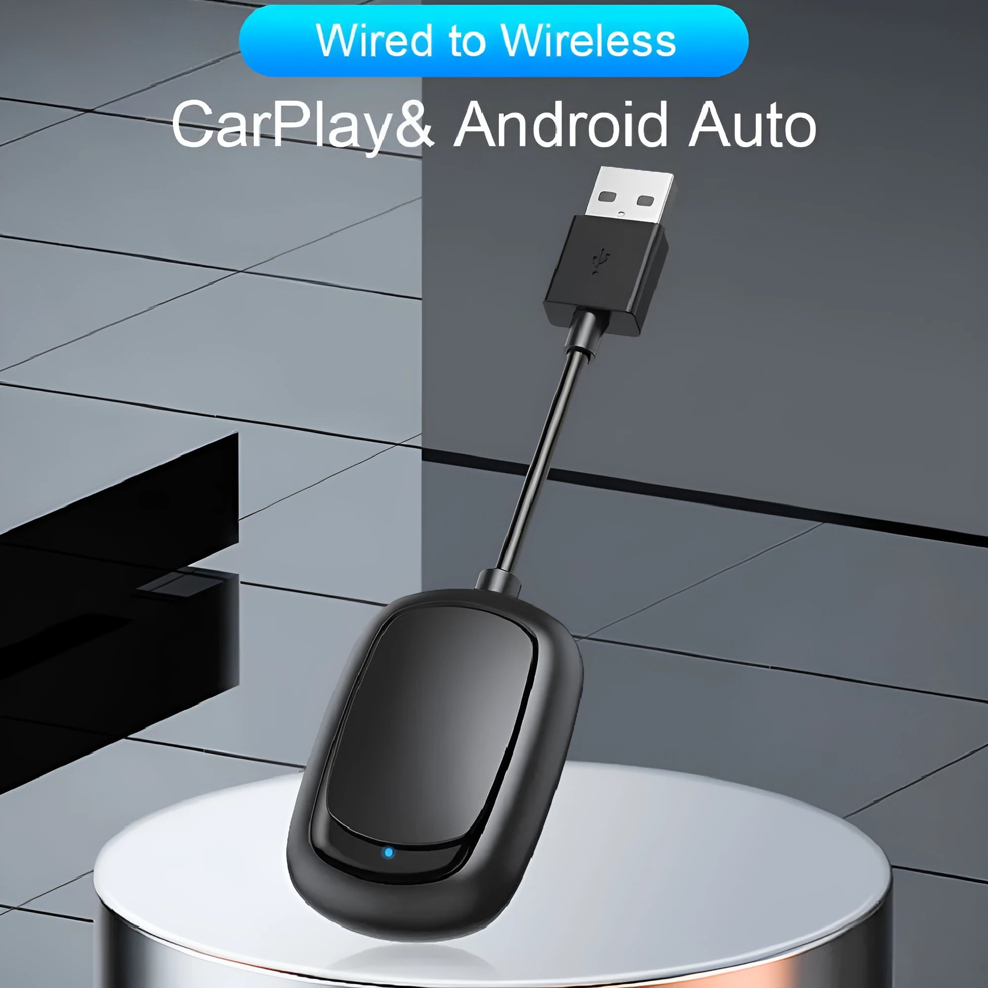 Wireless CarPlay and Android Auto 2-in-1 car connectivity box with USB connector
