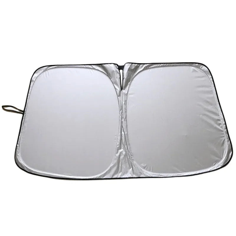 Aluminium foil car sunshade for heat insulation and UV protection in titanium silver colour