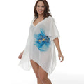 White plus size beach cover-up blouse for swimming sun protection