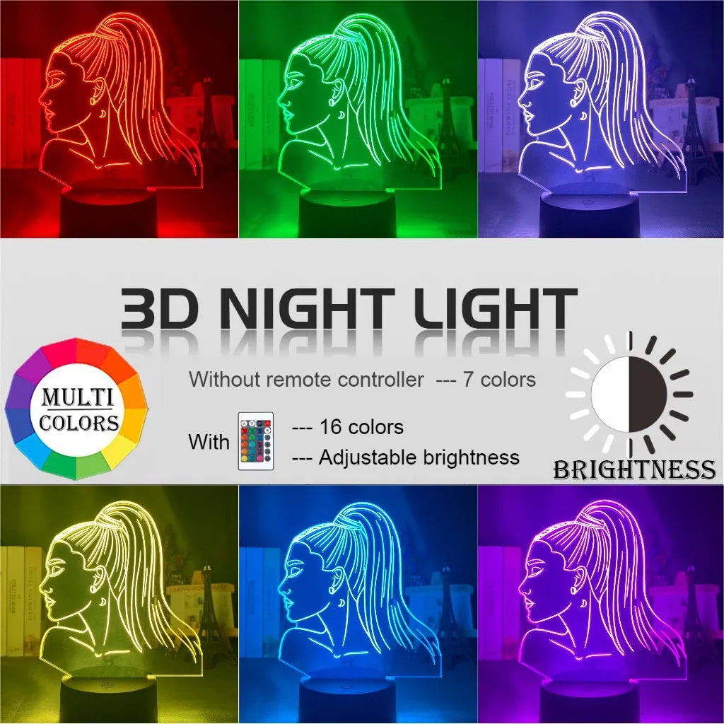 European style acrylic 3D night light with LED and colourful black base