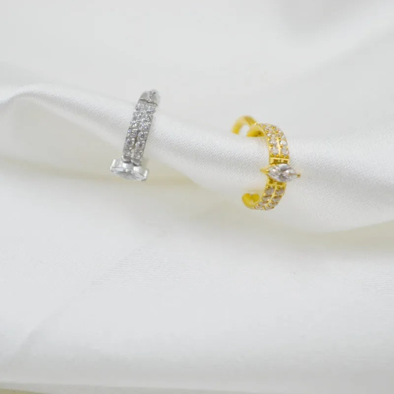 316L titanium steel heart-shaped earrings with zircon stones in 1.2x8mm size