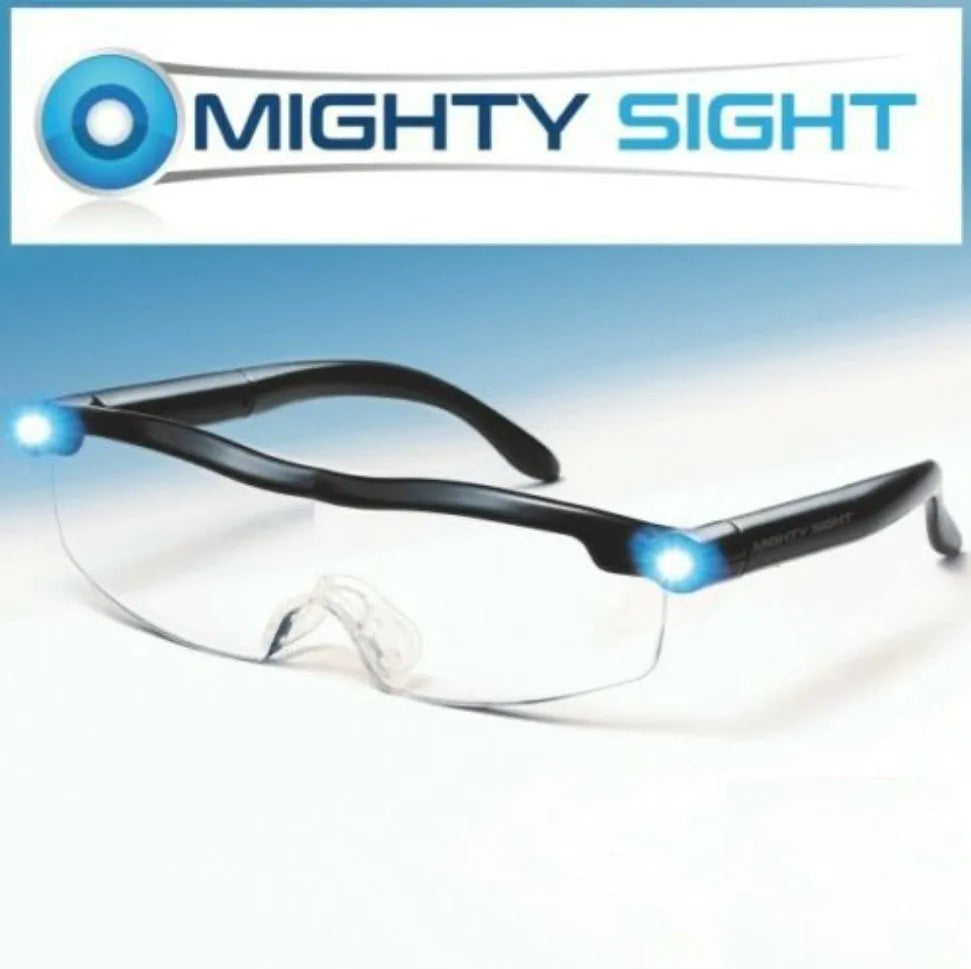 Transparent black USB LED reading glasses with integrated lighting and ABS frame