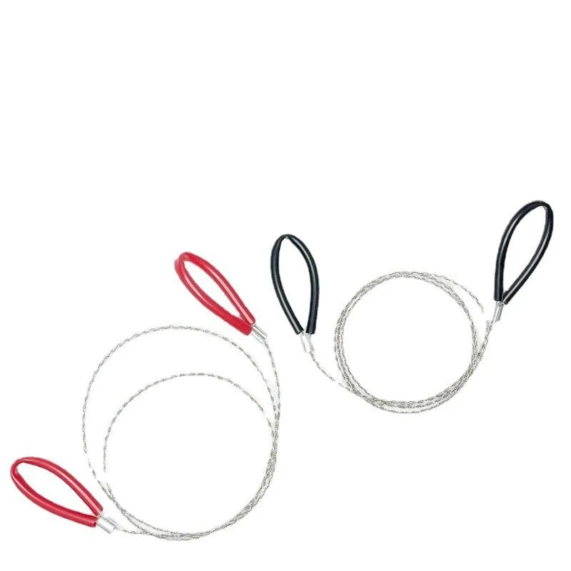 German stainless steel survival wire saw in leather hand case with black and red colour options