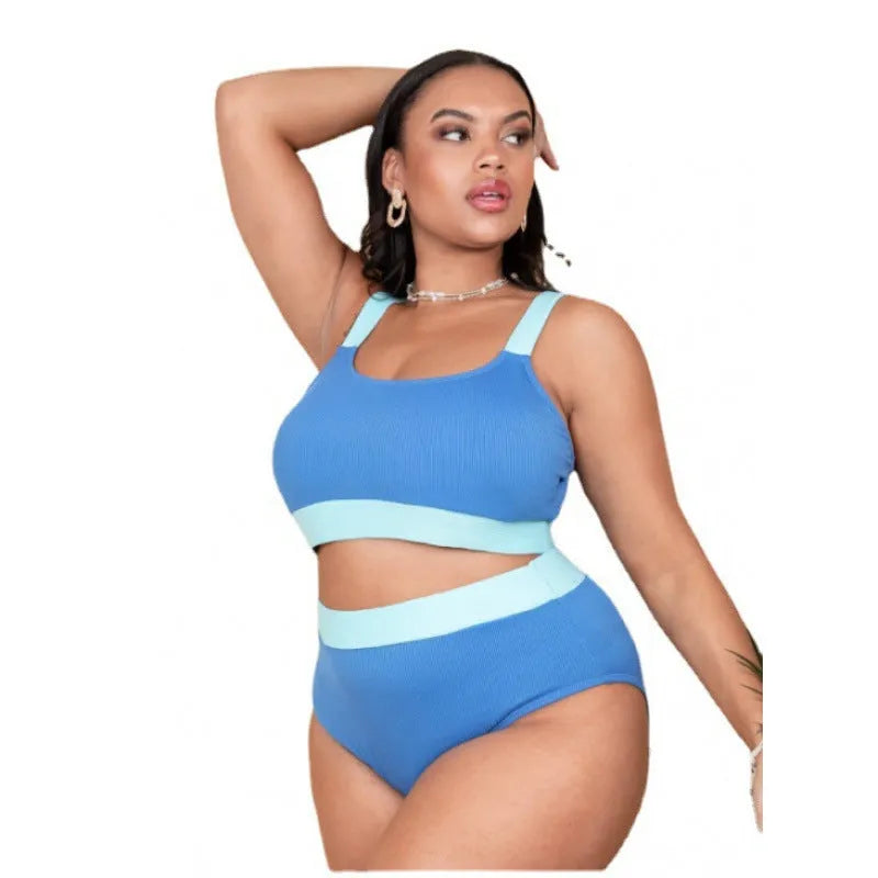 A solid-colour women's high-waisted bikini with side-tie bottoms, shown on a mannequin.
