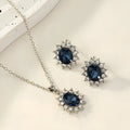 Sunflower zircon ear stud and necklace set in alloy with six colour options