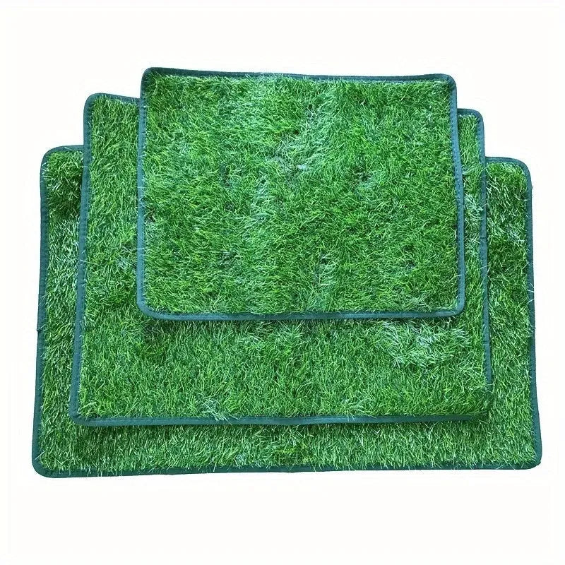 Artificial grass dog toilet training mat on floor with measurement showing 46x36cm size