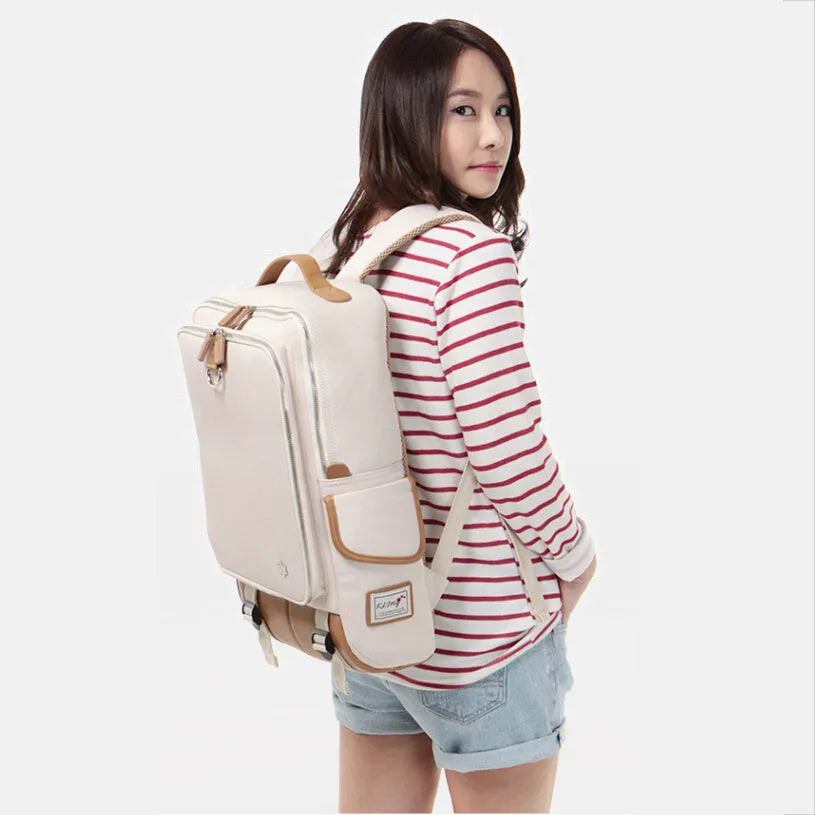 Modern army green Oxford cloth men's backpack showing large main compartment and adjustable straps.