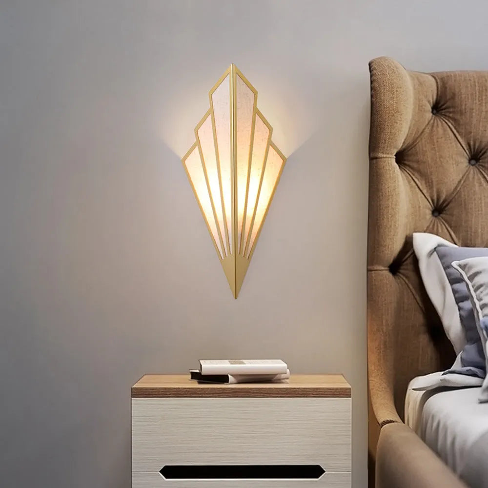 Black or gold wrought iron wall lamp with linen shade, 18cm diameter, 43cm high, 17cm from wall