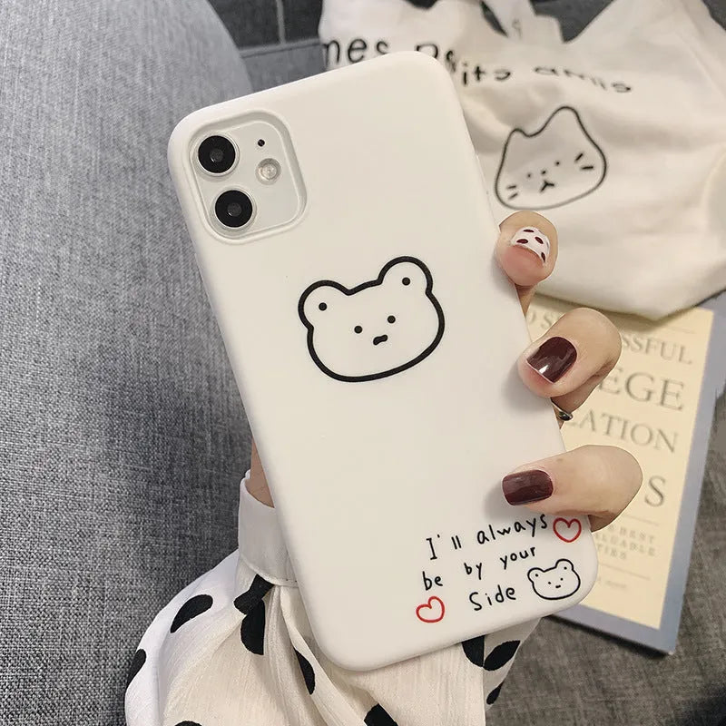 Ins bear cartoon Korean bear design soft silicone case for Apple iPhone mobile phones
