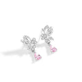 Butterfly crystal silver stud earrings for women in 925 sterling silver with secure clutch backs