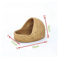 Hand-woven rabbit grass nest made of straw and corn husk in a bridge hole grass house shape, size S, nest colour.