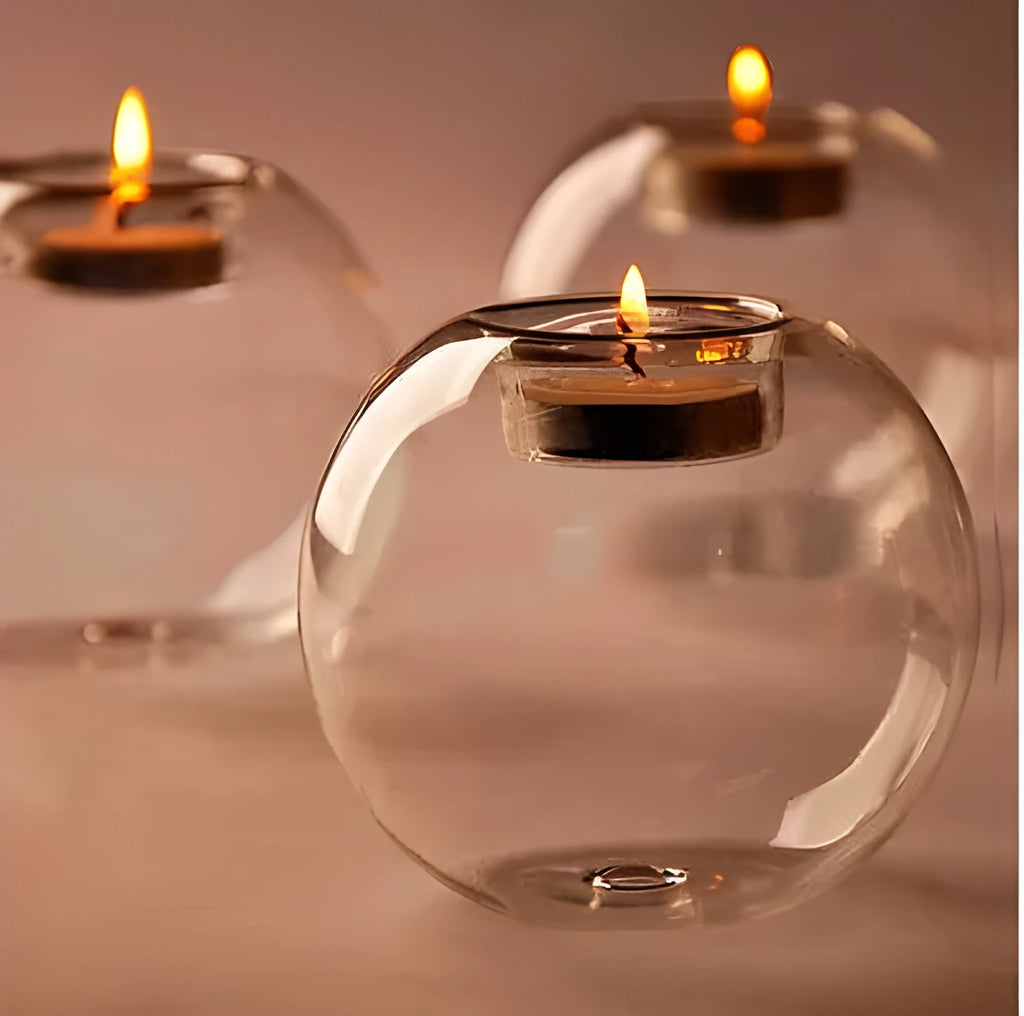 Handmade clear European-style glass bowl for floating candles in 8cm, 10cm, and 12cm diameters