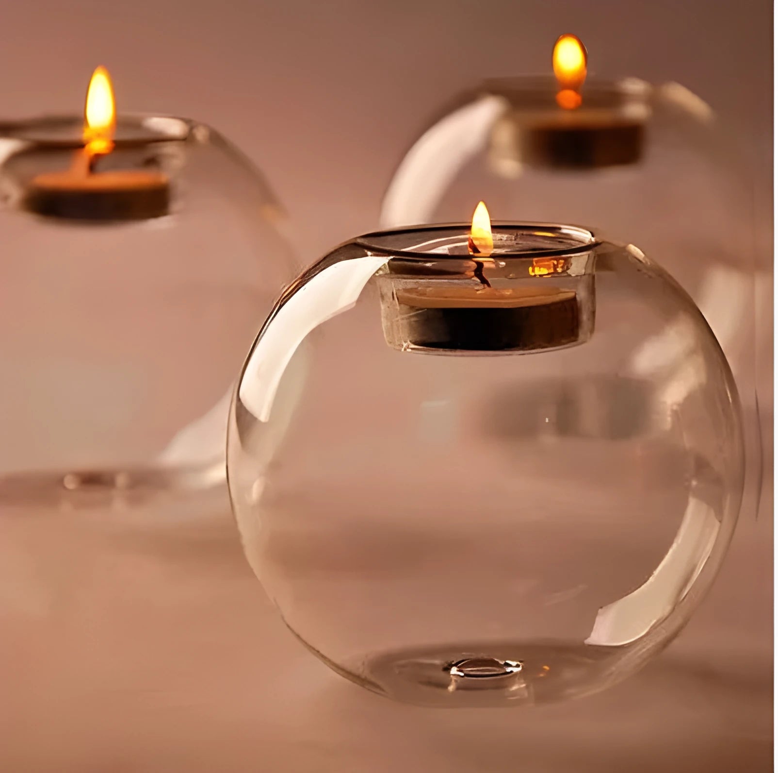 Handmade clear European-style glass bowl for floating candles in 8cm, 10cm, and 12cm diameters
