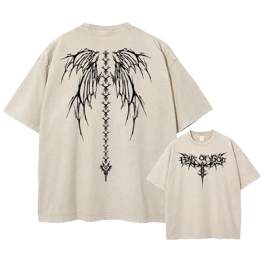 Loose-fit oversized men's cotton t-shirt with drop-shoulder short sleeves in a solid colour