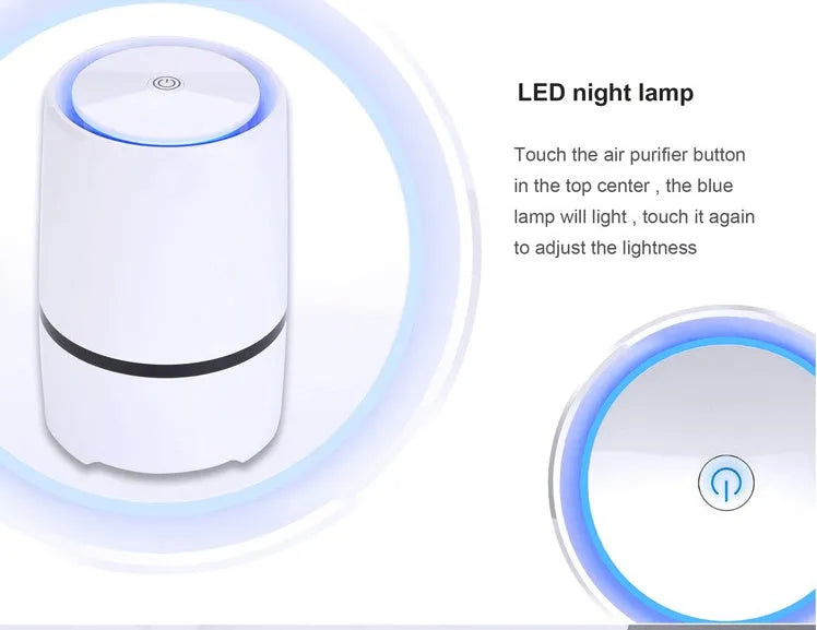 White USB desktop air freshener, Φ125 x H194mm, with 1.5m USB cable and 5 million anion concentration