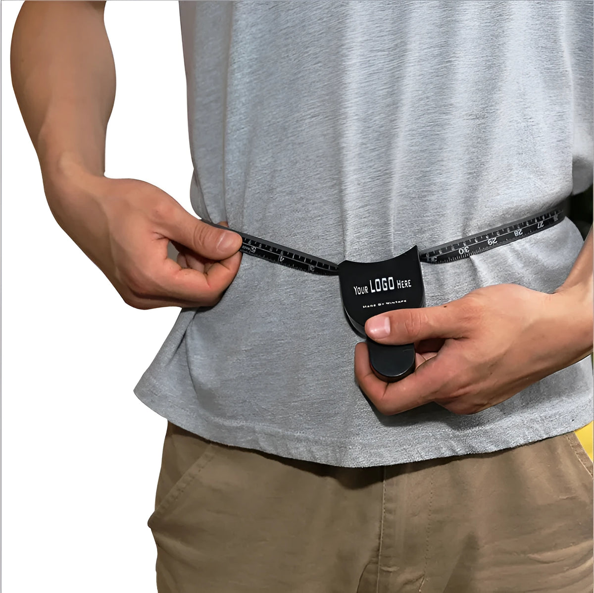 Black ABS body fat caliper with measurement tapes for skin fold thickness analysis