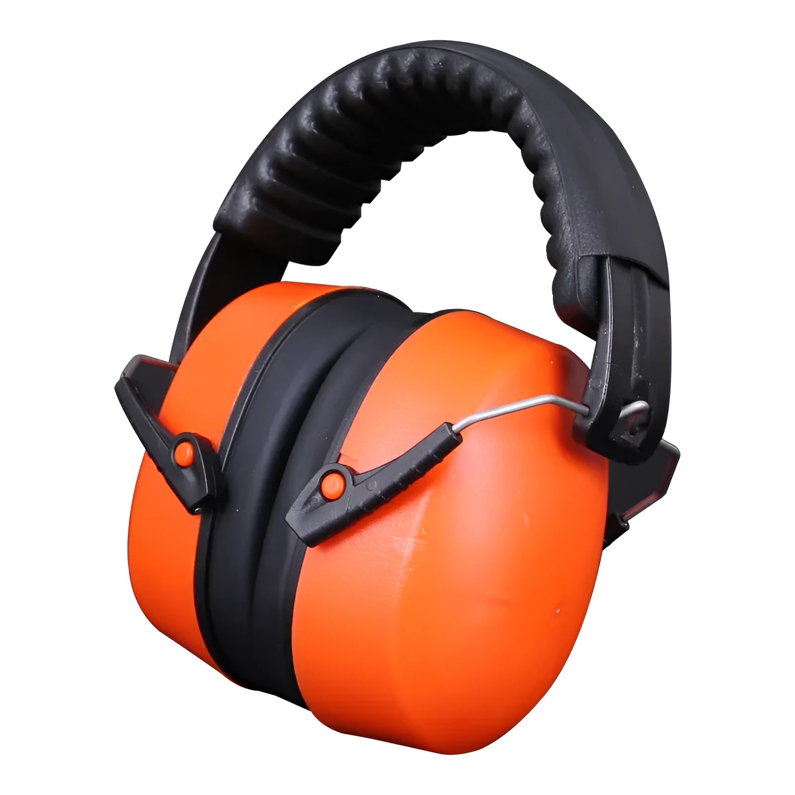 Orange noise-cancelling headphones with adjustable elastic headband and fabric ear cushions for sleep, study and work.