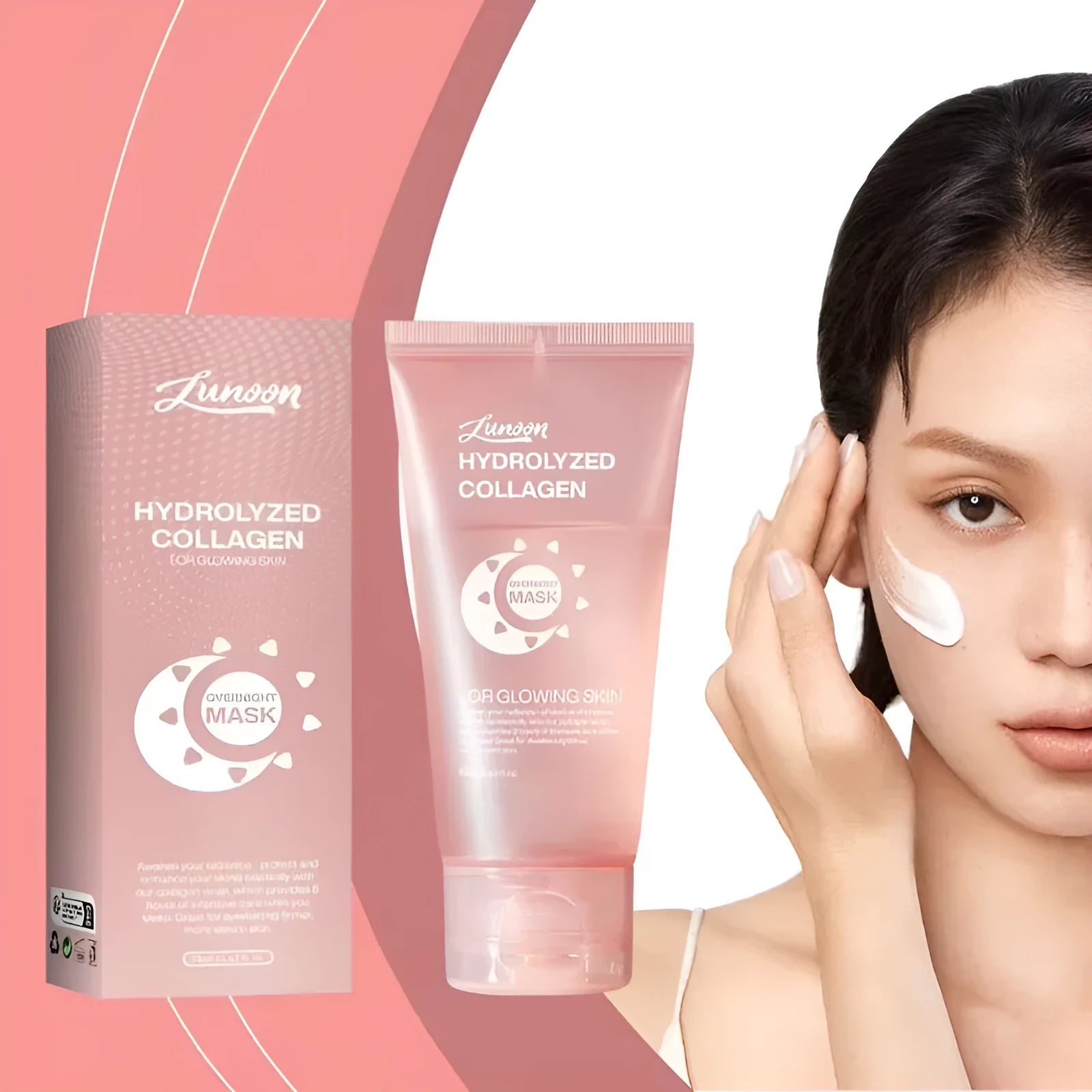 Collagen night mask 75ml bottle with application brush for firming elasticity skincare